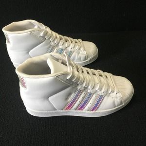 Adidas Mens Pro Model CG3595‎ White Mid Top Lace Up Sneaker Shoes Size 4.5